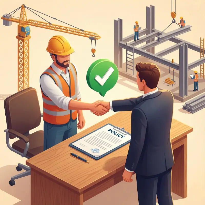 Business owner finalizing a commercial dump truck insurance policy with a trusted provider.